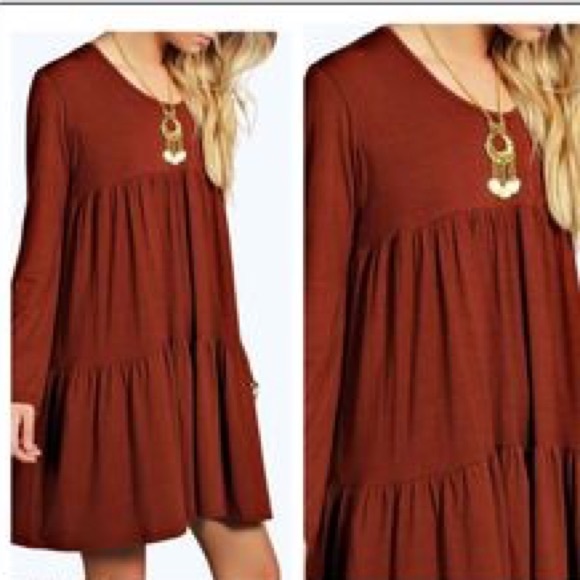 rust smock dress